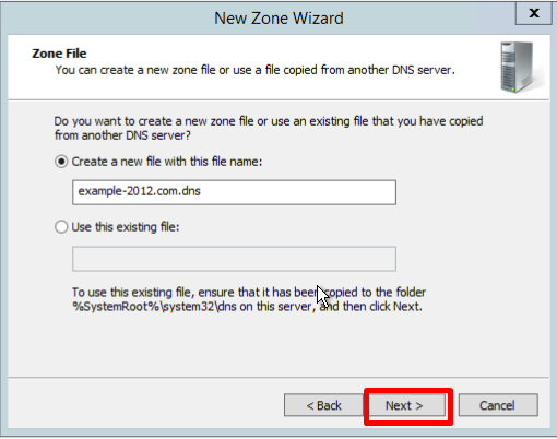 Screenshot 16: enter the name of DNS zone
