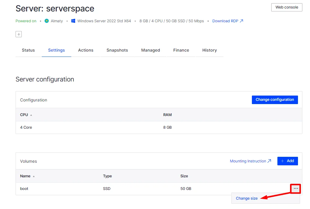 Extending disk space