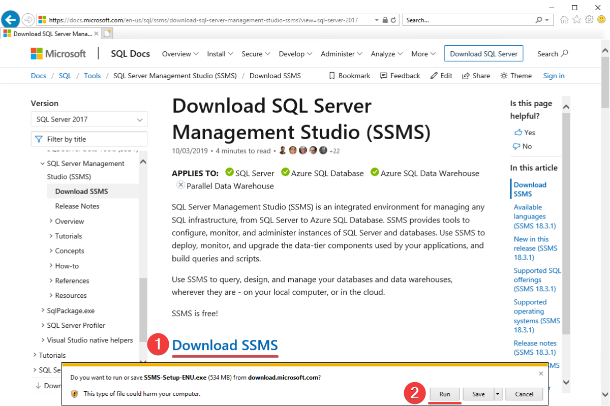 microsoft sql server management studio 2017 download