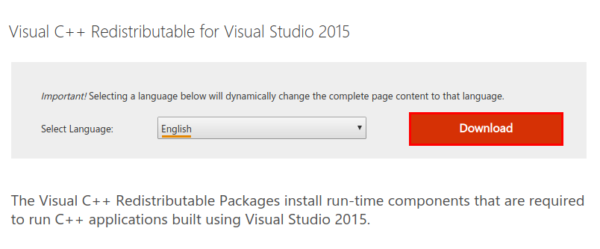 Visual C ++ Redistributable for Visual Studio 2015