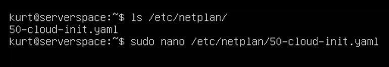 netplan設定ファイルを開きます