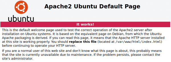 Apache2 Default Page means that the server is running