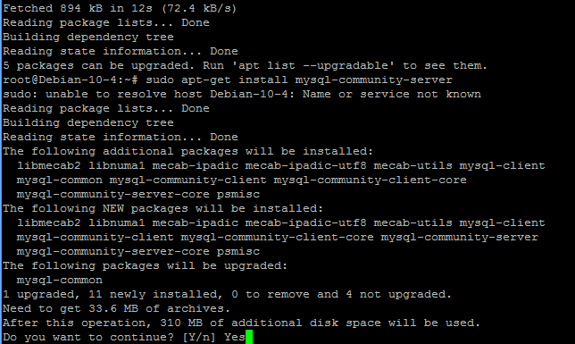 debian install mysql server