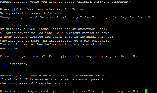 Running mysql_secure_installation