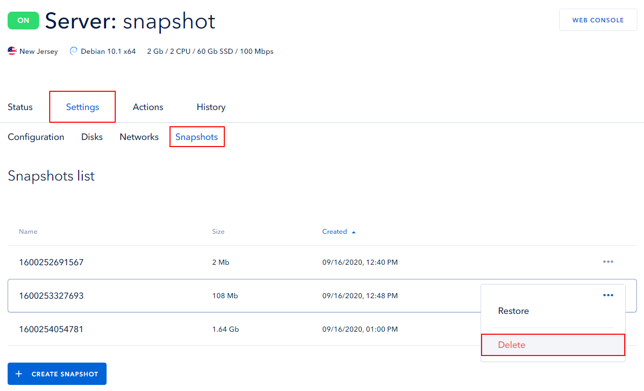 How to Take a Snapshot of a Server | Serverspace