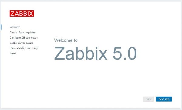 Zabbix welcome page