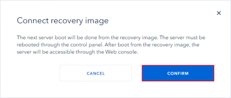 Confirmation a connection to the recovery image
