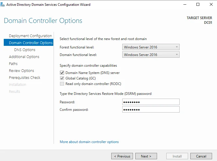 Domain Controller Options | Serverspace