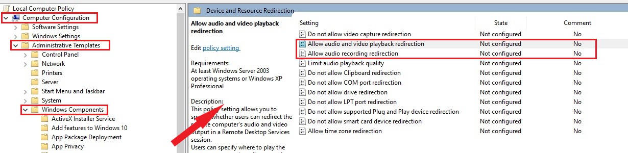 Allowing audio redirection