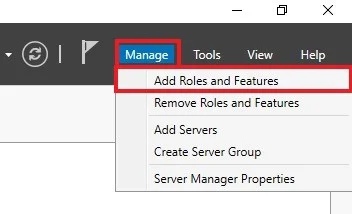Add roles and features menu