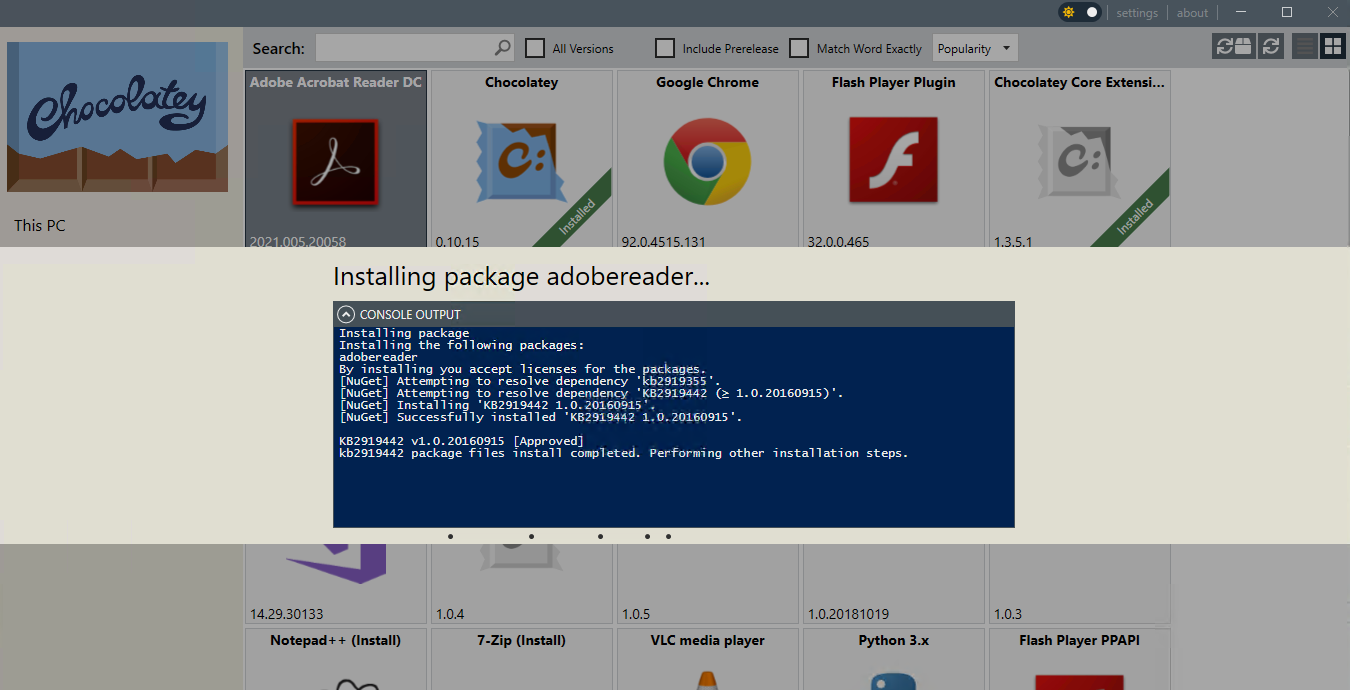 installation of the Chocolatey Package Manager on Windows Server is complete