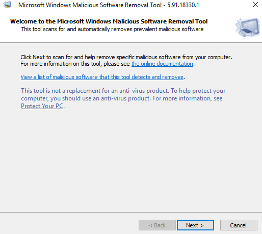 mrt - Microsoft Windows malware removal tool