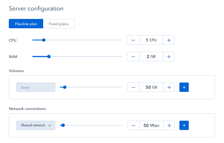 Control panel configuration Serverspace