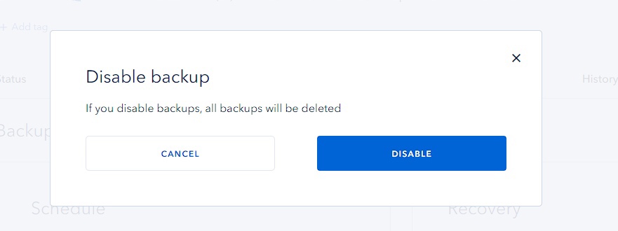 Disabeling backup