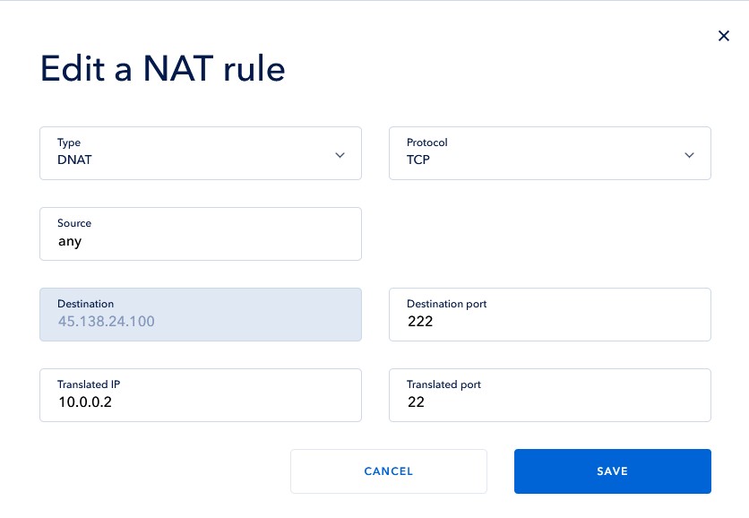 Edit a NAT rule