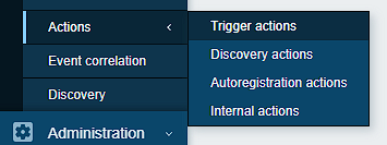 Types of actions in Zabbix