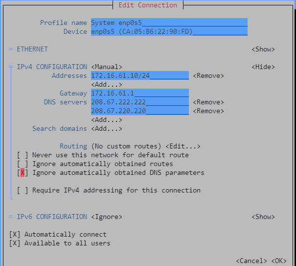 nmtui profile manual edit