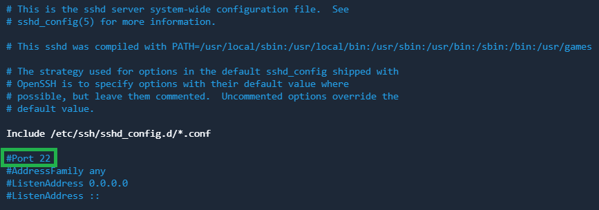 SSH server default port
