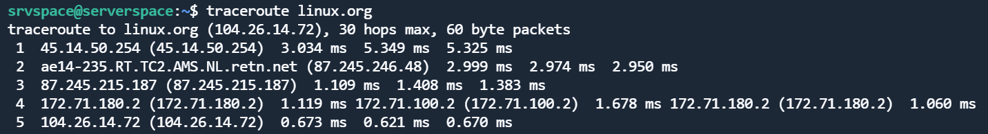 tracing connection to linux.org