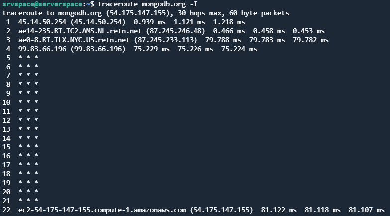 tracing mongodb.com with icmp