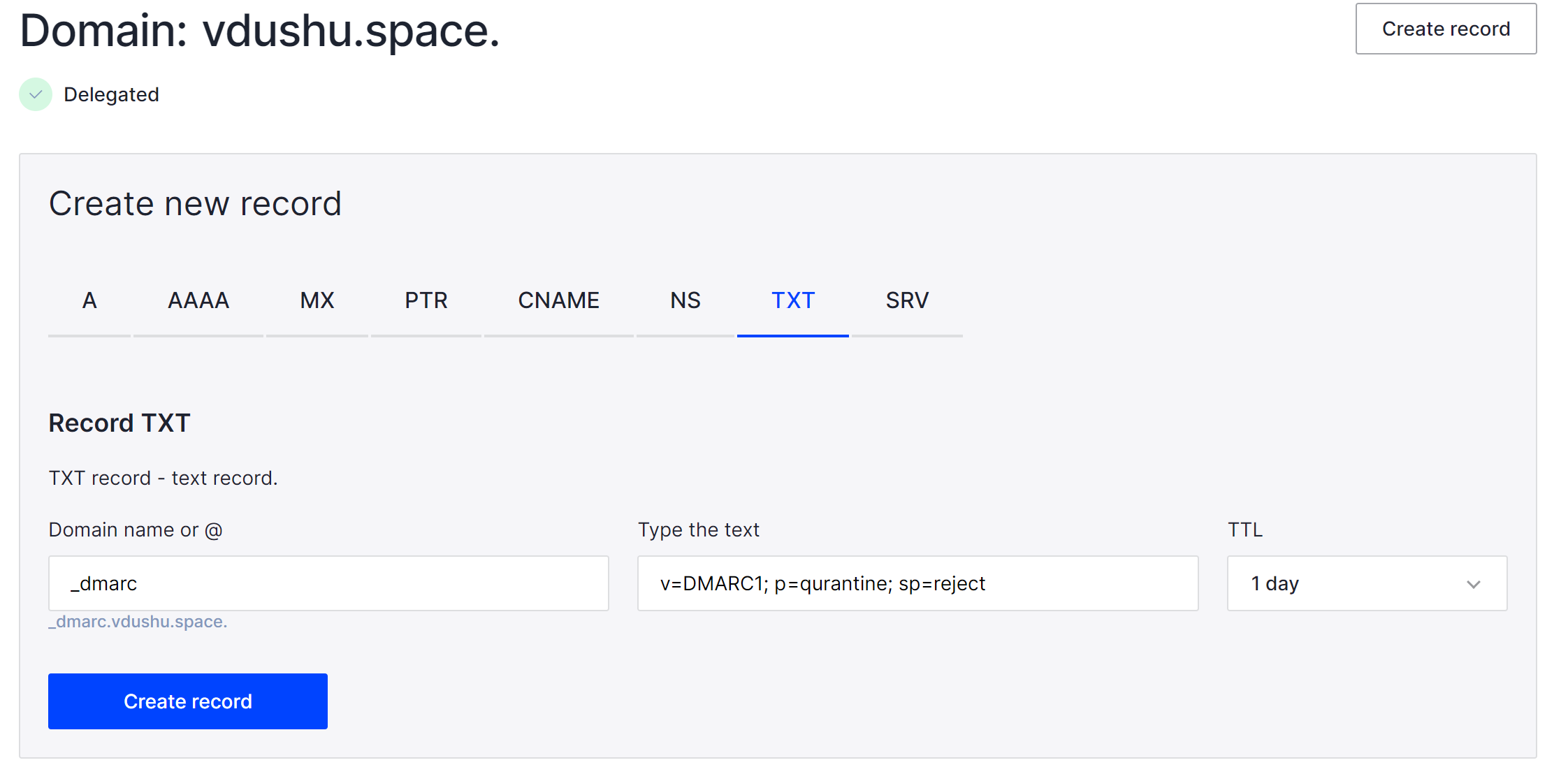 Add DNS — record