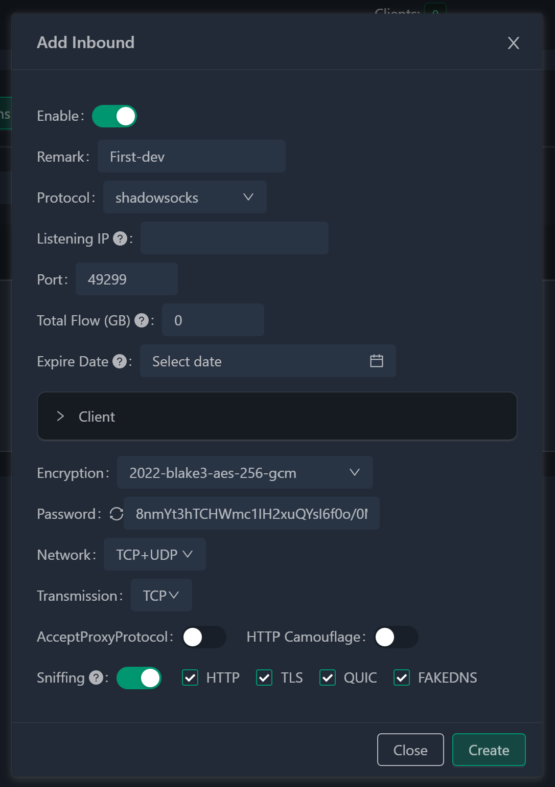 Create Shadowsocks 2022