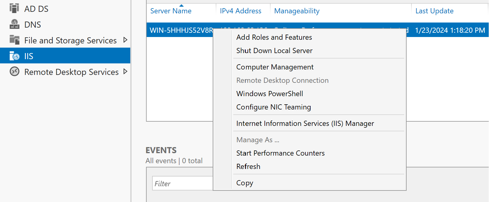 IIS manager