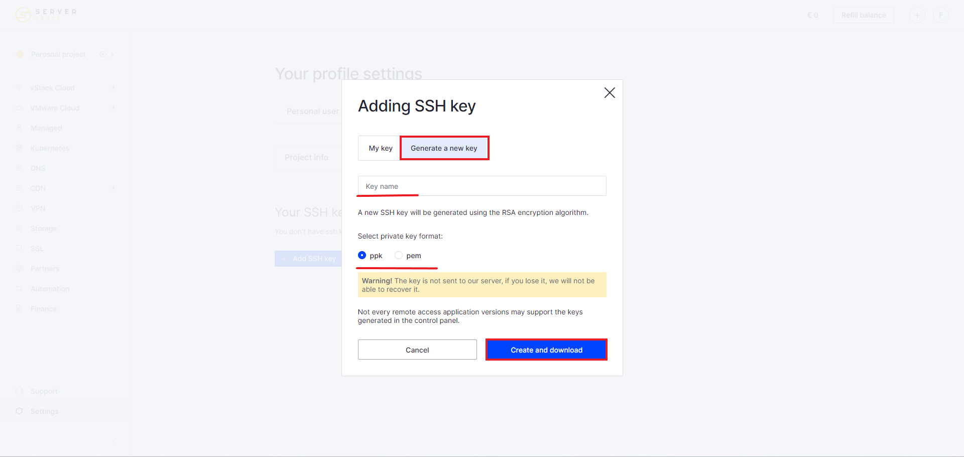 Creating a new SSH-key