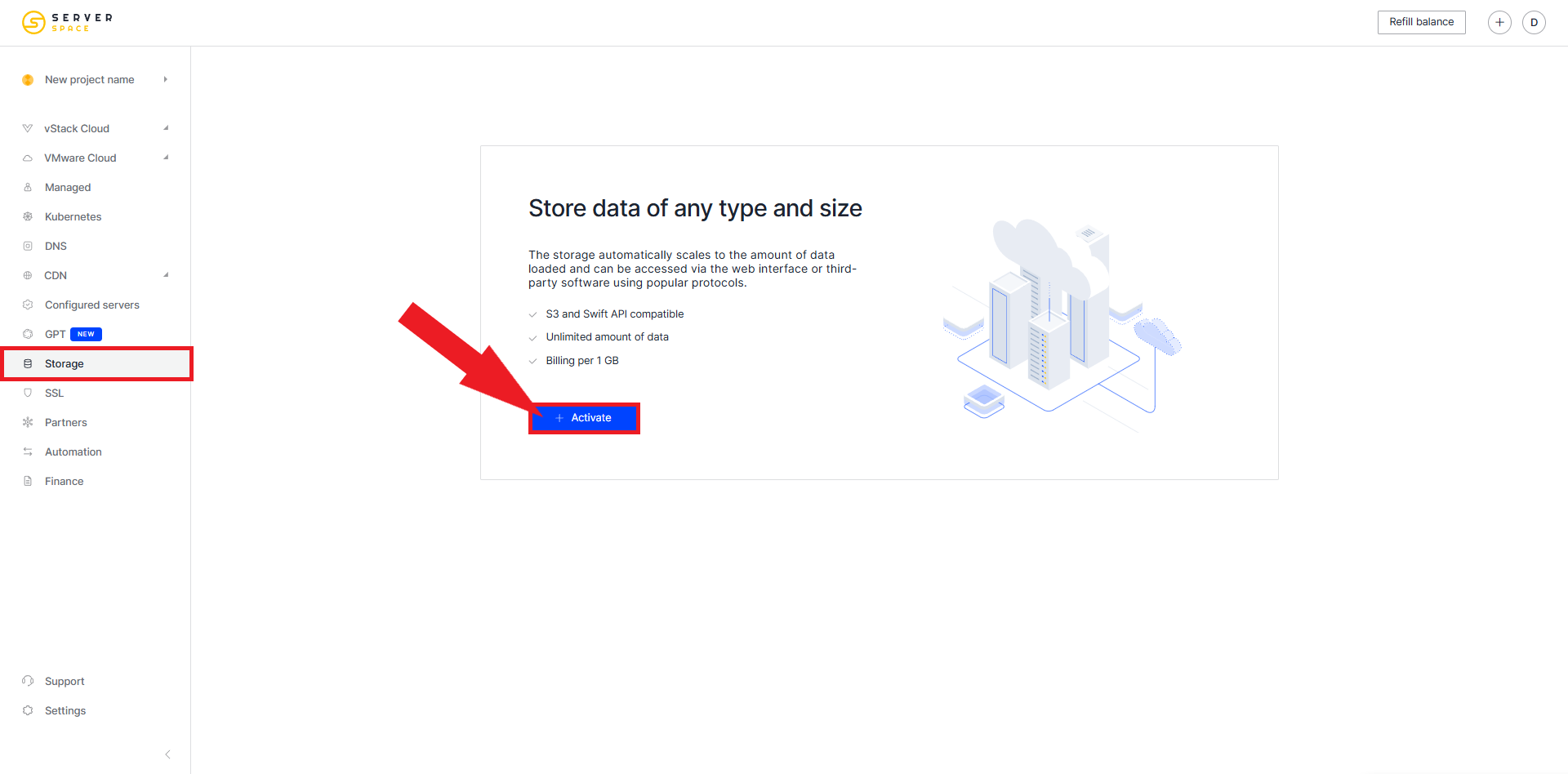 Creating storage