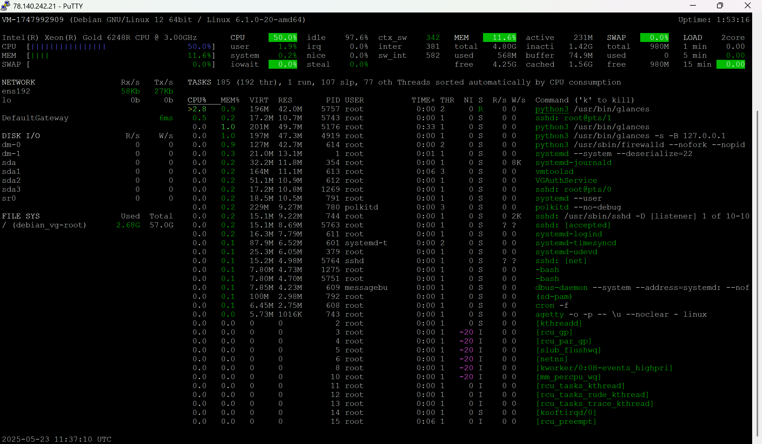 How glance utility for Debian looks
