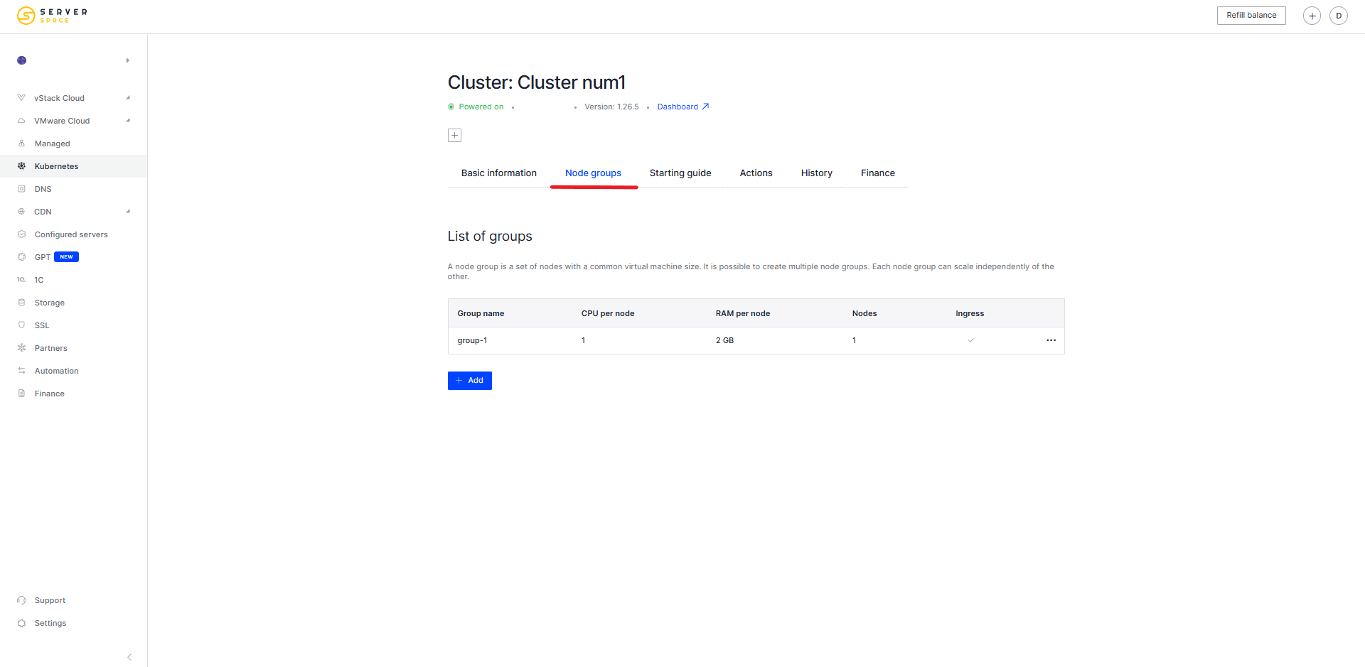 Cluster settings 2