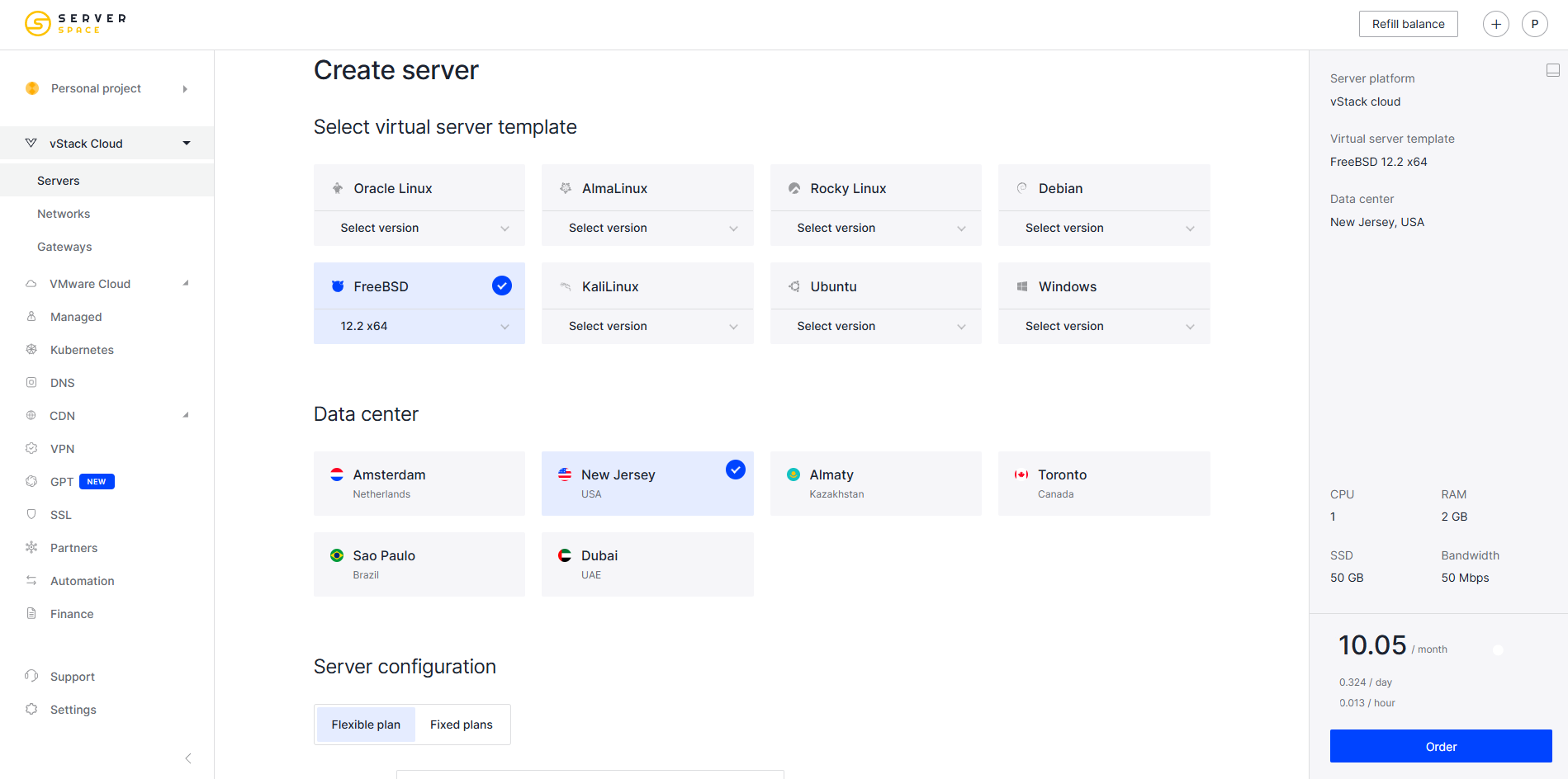 Server specifications